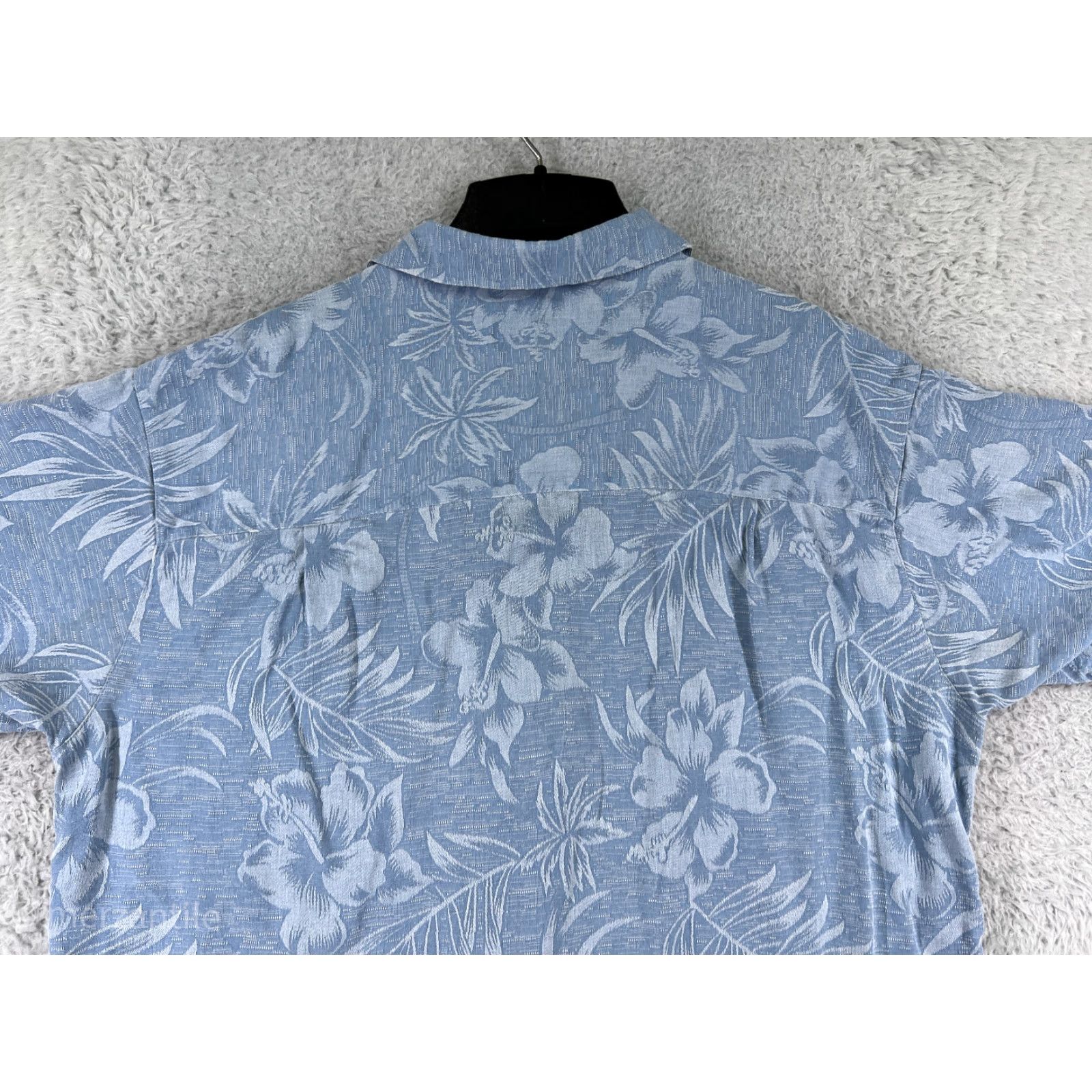 Vintage Cooke Street Island Shares Shirt Mens Large Blue Floral Hawaiian Palm Button-Up Silk Cotton 100% Silk Size US L / EU 52-54 / 3 - 4 Thumbnail