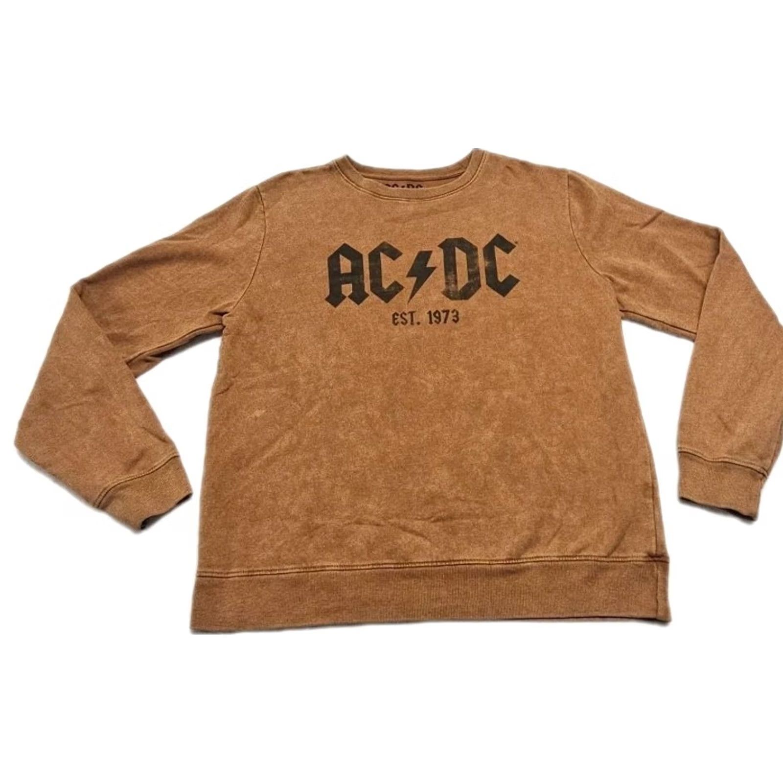 Logo 7 AC/DC Sweatshirt Mens M Brown Crewneck Fleece Graphic Band Logo Rock Pullover Size US M / EU 48-50 / 2 - 3 Thumbnail