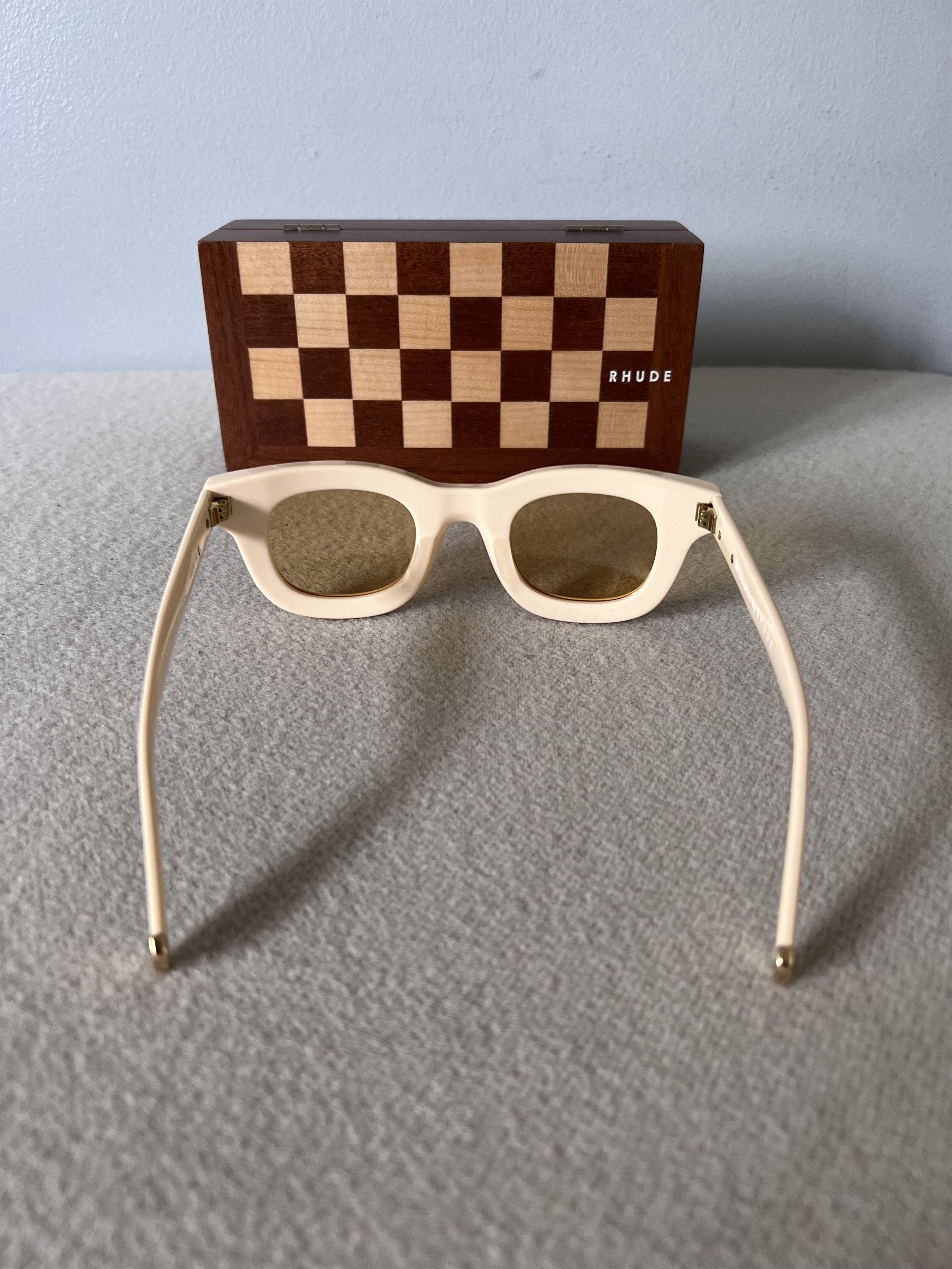 Rhude Rhude New Rhodeo Sunglasses in White with Yellow Lens Size ONE SIZE - 5 Thumbnail