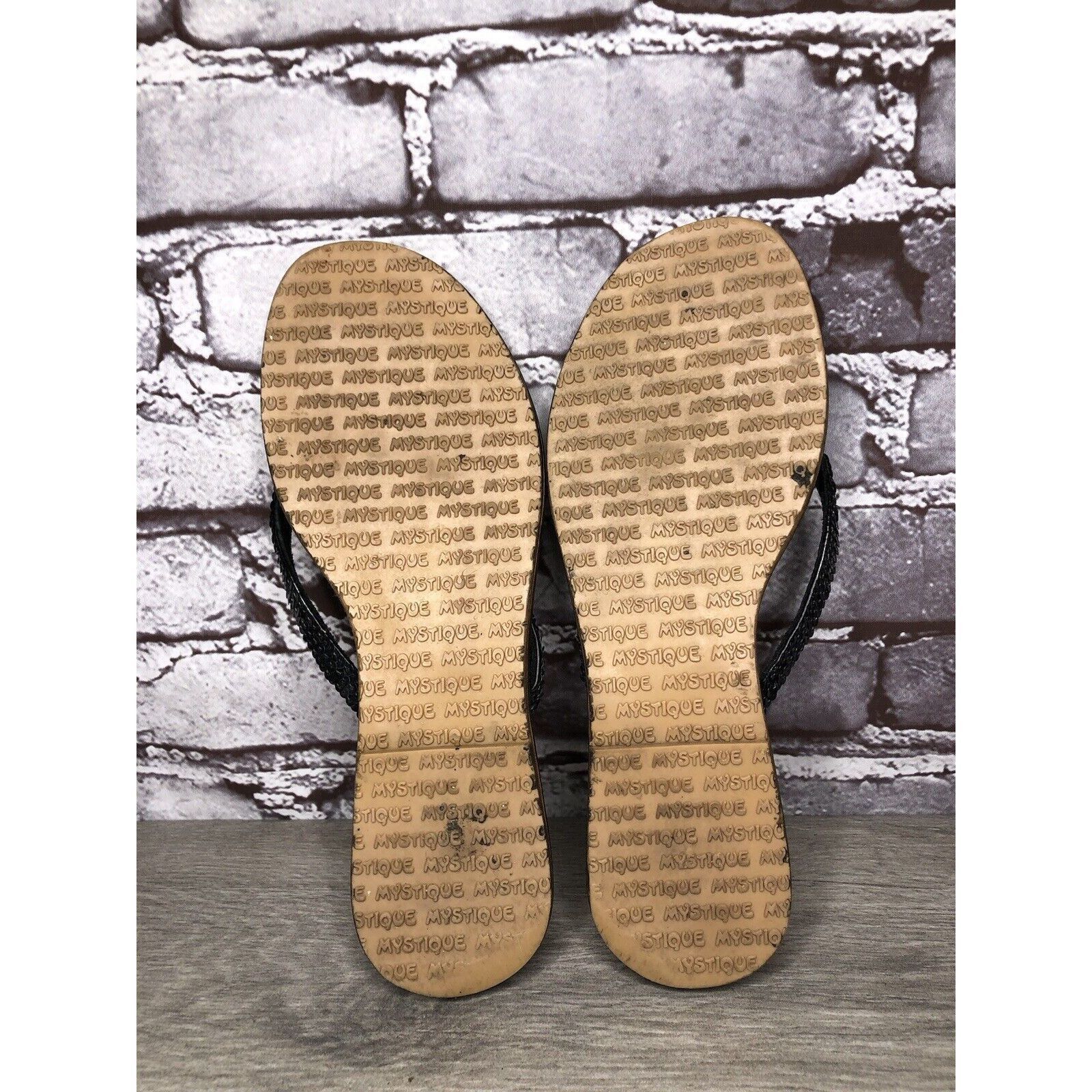 Other Mystique Black Leather Snake Skin Thong Flip Flops Sandals W Size US 9 / IT 39 - 8 Thumbnail