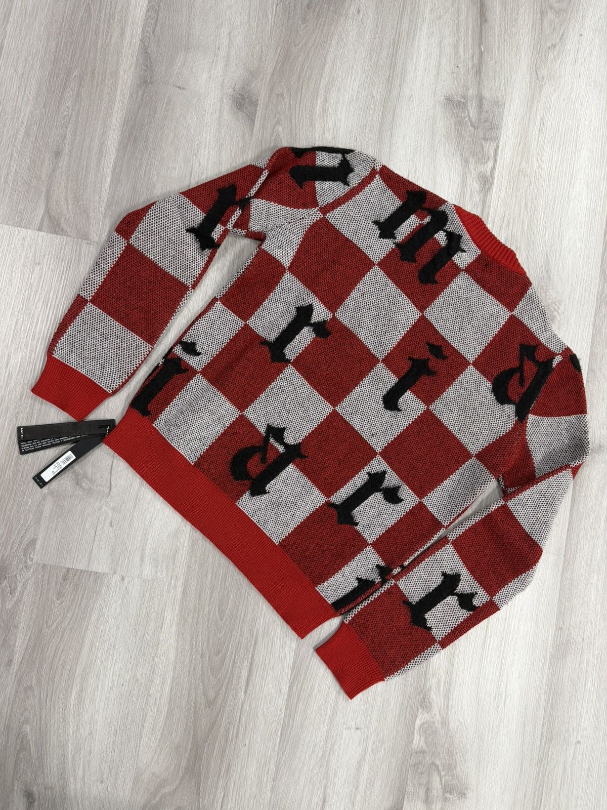 Amiri Amiri Logo Check Crewneck Sweater – Red / Multi Size US XS / EU 42 / 0 - 4 Thumbnail