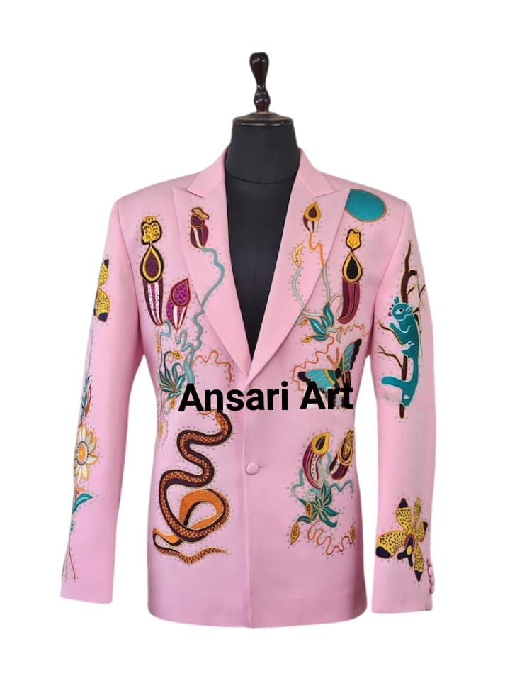 Other Men 2PC Customized snake embroidery cocktail prom outfit Size 46R - 1 Thumbnail