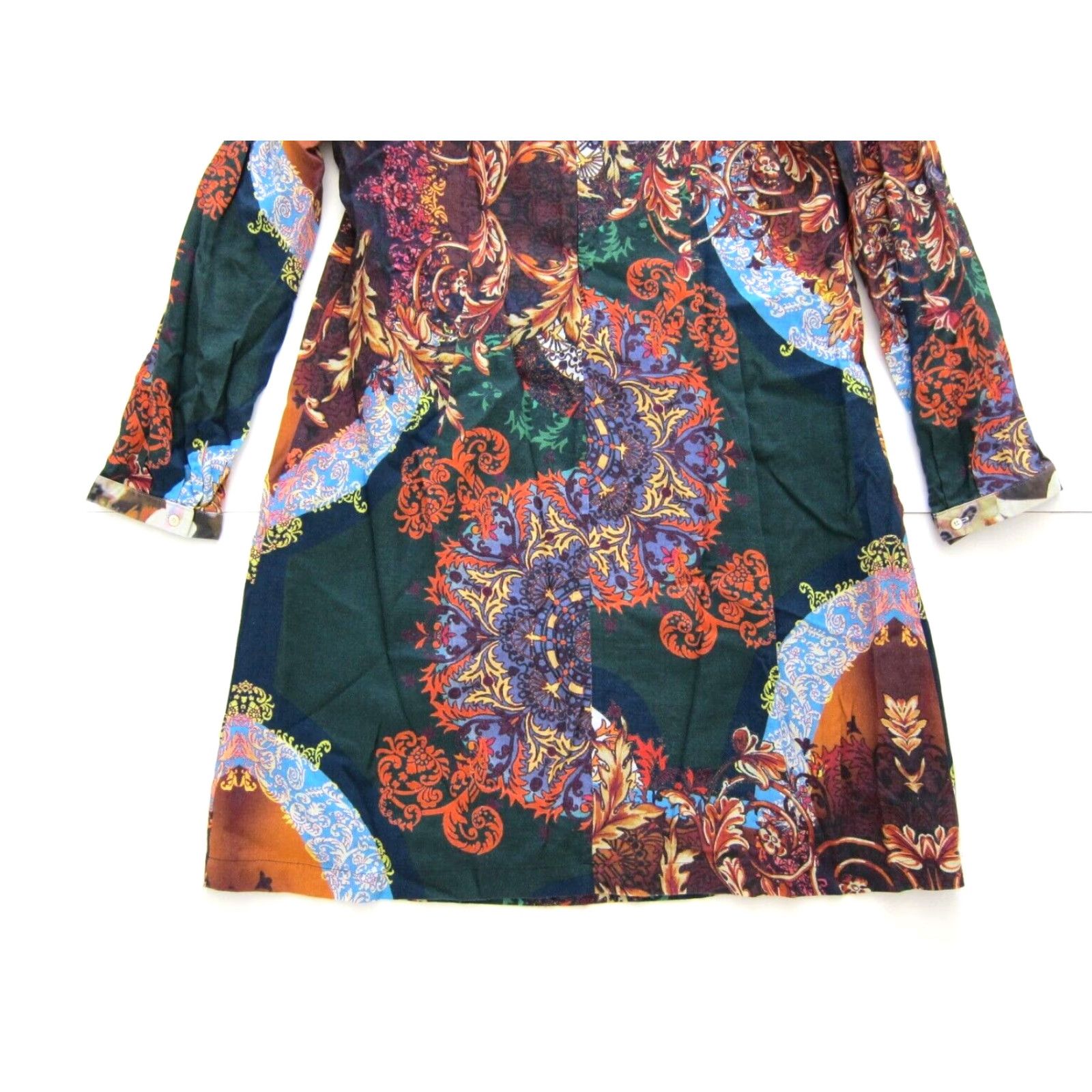 Vintage Personal Affairs Green Orange Floral Paisley Long Sleeve Tunic Sheath Dress 14 Size XL / US 12-14 / IT 48-50 - 7 Thumbnail