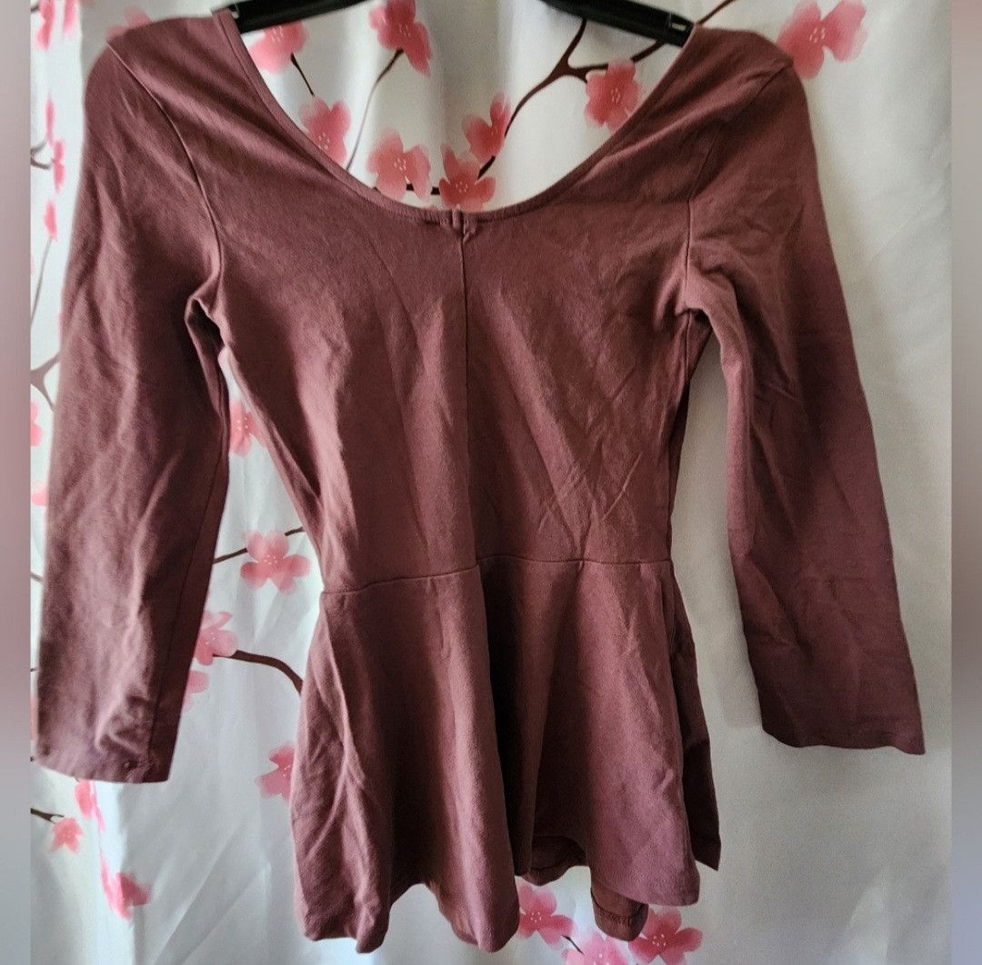 Express New Express 3/4 Sleeve Peplum Shirt Dusty Rose Pink Size XS Size XS / US 0-2 / IT 36-38 - 3 Thumbnail