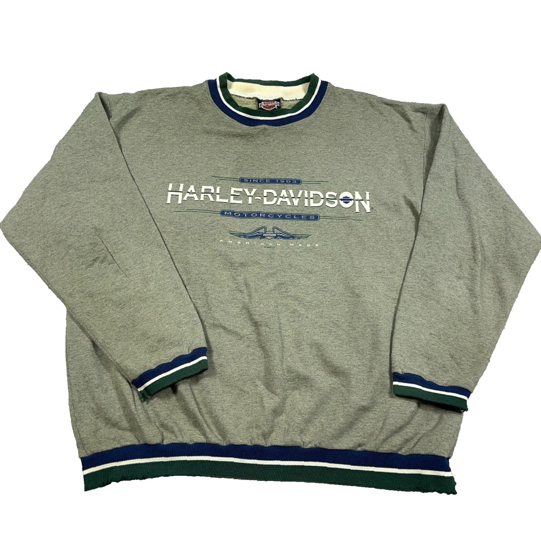 Harley Davidson VINTAGE Harley-Davidson Sweatshirt Men XL Green Crewneck 90s USA Ringer Size US XL / EU 56 / 4 - 2 Thumbnail