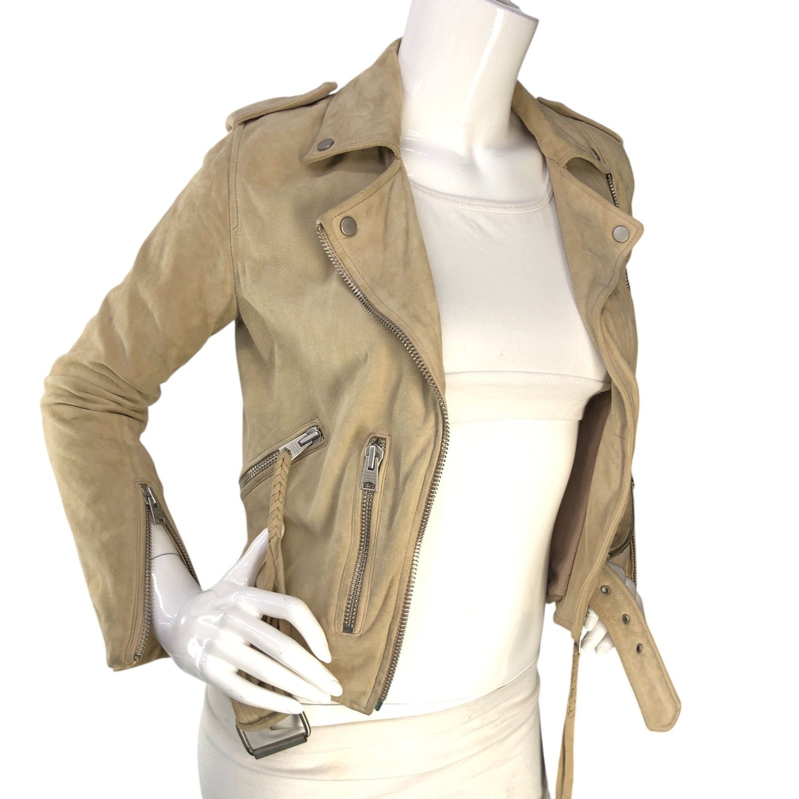 Allsaints Allsaints Size 2 Jacket Moto Plait Balfern Biker Goat Suede Size XS / US 0-2 / IT 36-38 - 10 Thumbnail