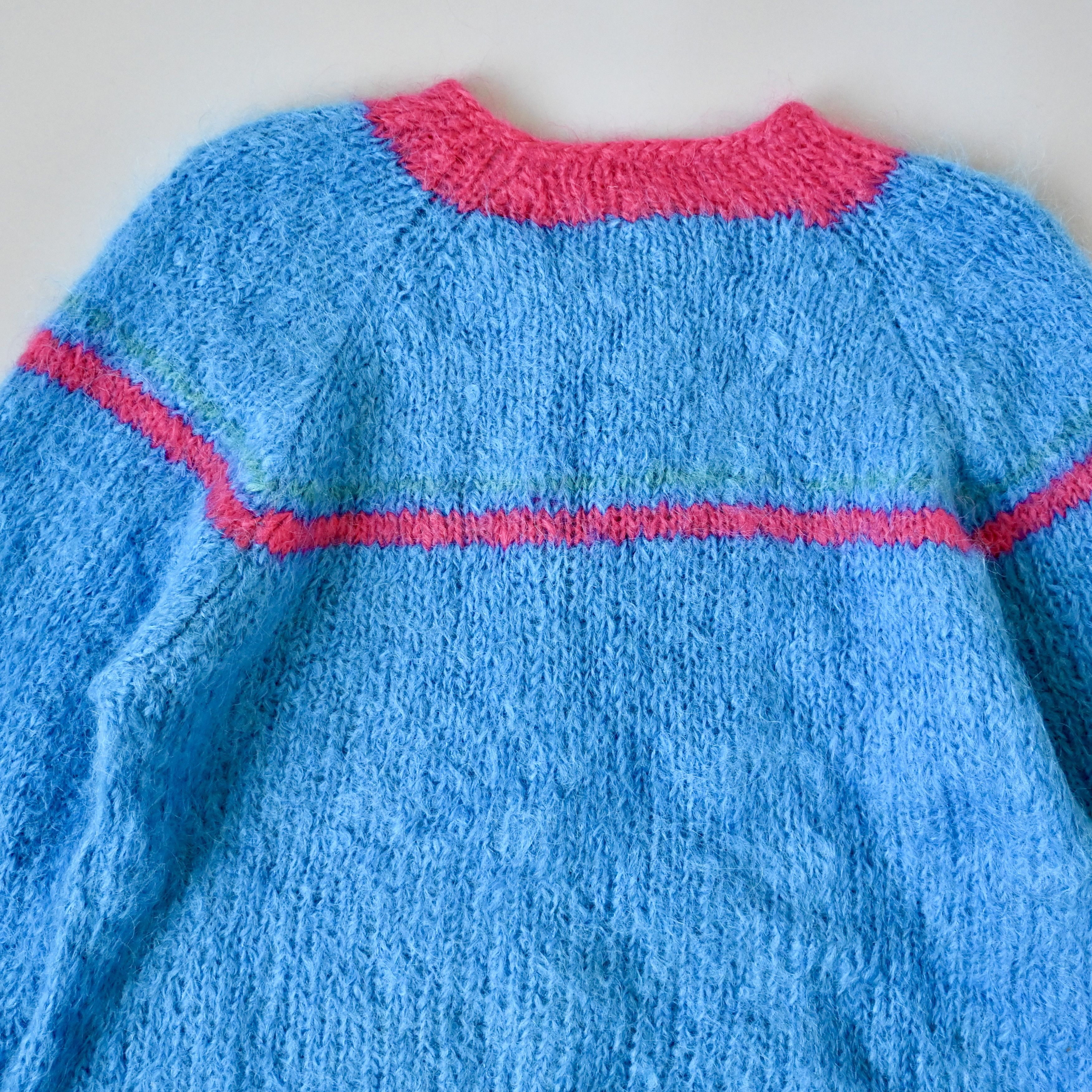 Handmade Vintage 1980 - 90s Mohair-mix knit cardigan, mens L Size XXL / US 16-18 / IT 52-54 - 5 Thumbnail