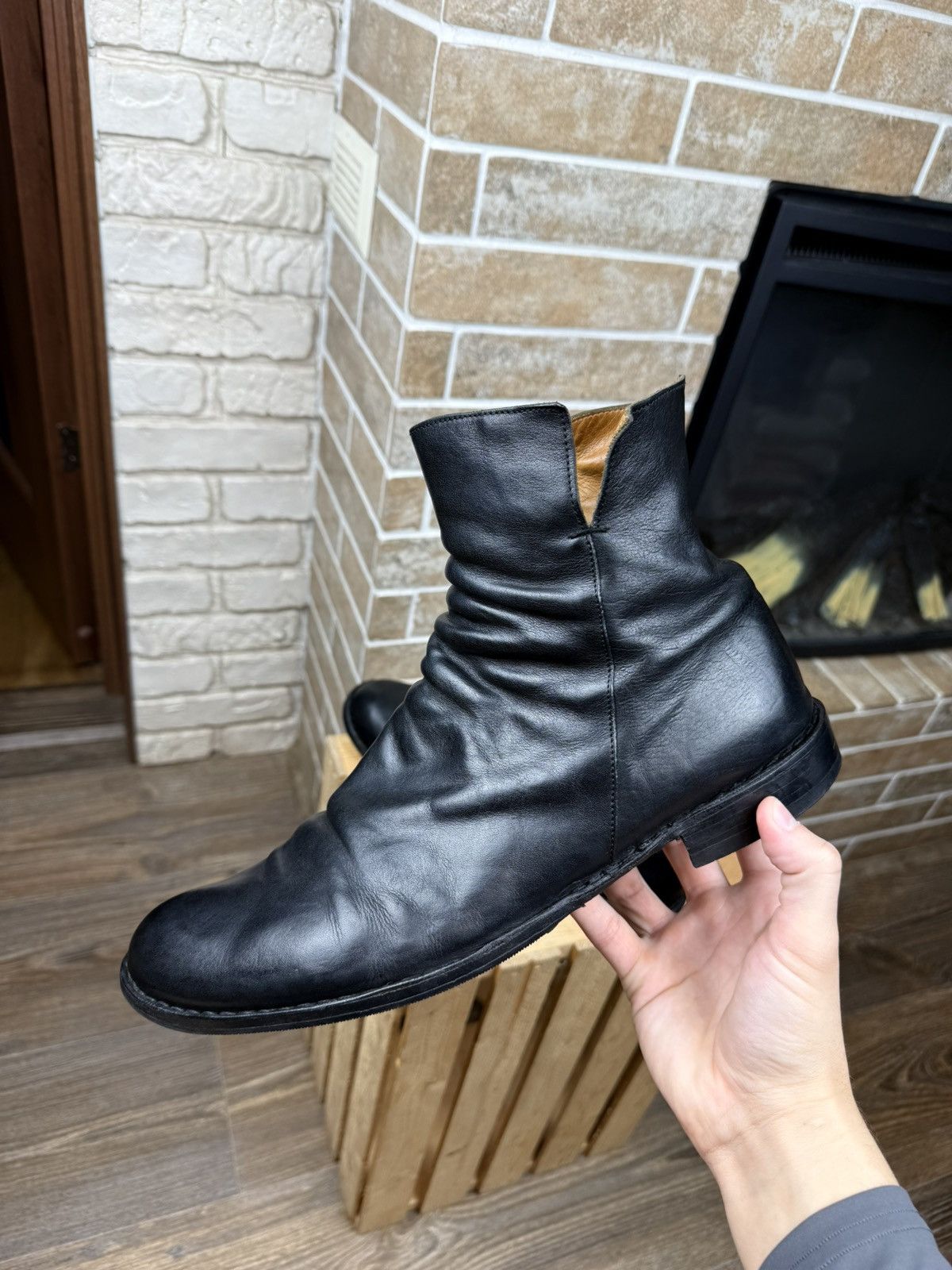 Fiorentini + Baker Fiorentini Baker Leather Black Side Zip Ankle Boots Size US 13 / EU 46 - 13 Thumbnail