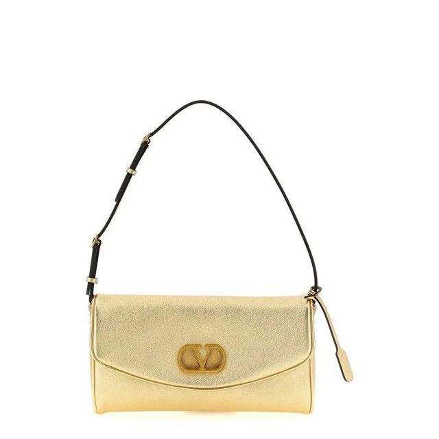 Valentino VALENTINO GARAVANI DeVain Gold Leather Shoulder Bag New Size ONE SIZE - 1 Thumbnail