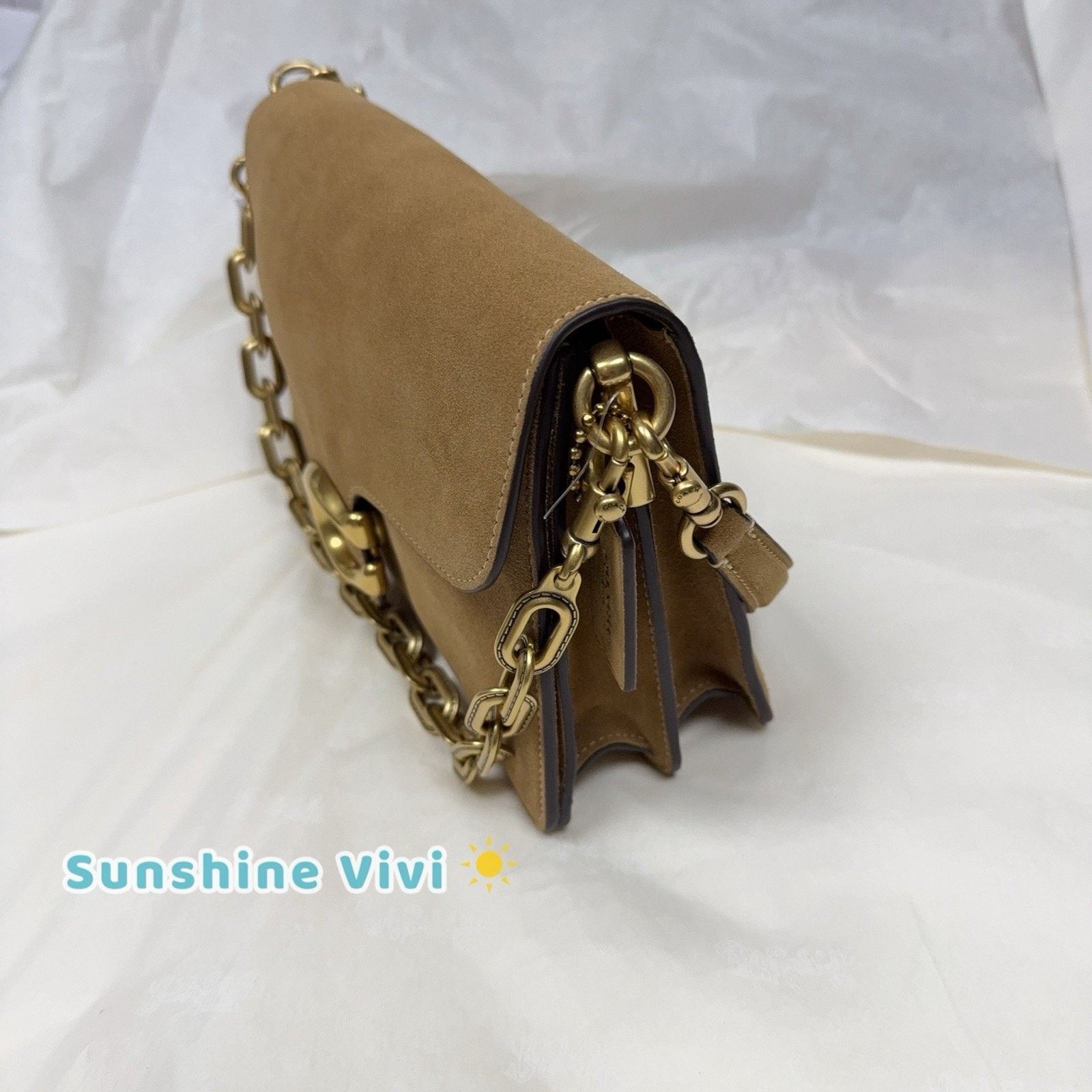 Coach NWT Coach Chain Tabby Shoulder/Hand Suede Chain Sand CAN13 Size ONE SIZE - 4 Thumbnail