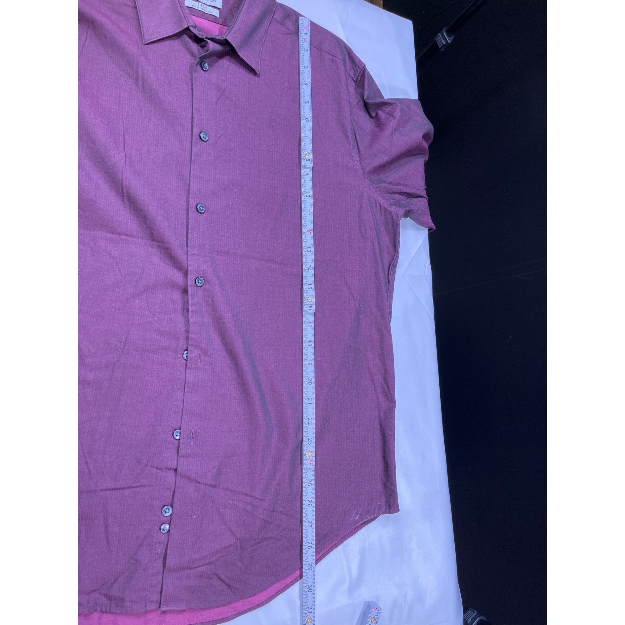 Calvin Klein Calvin Klein SKU 7661 Mens Burgundy Long Sleeve Button Up Sh Size US XL / EU 56 / 4 - 6 Thumbnail