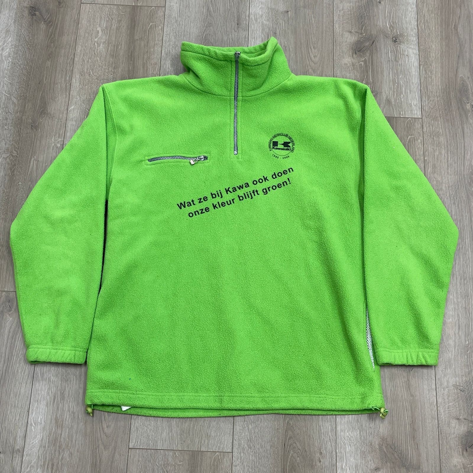 Vintage vintage 2006 Kawasaki fleece half-zip sweater Pullover Large Size US L / EU 52-54 / 3 - 1 Thumbnail