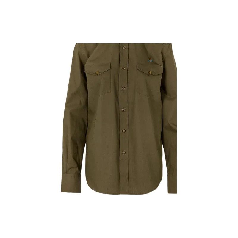 Vivienne Westwood o1y0525 Logo Solid Color Shirt in Military Green Size US S / EU 44-46 / 1 - 4 Thumbnail