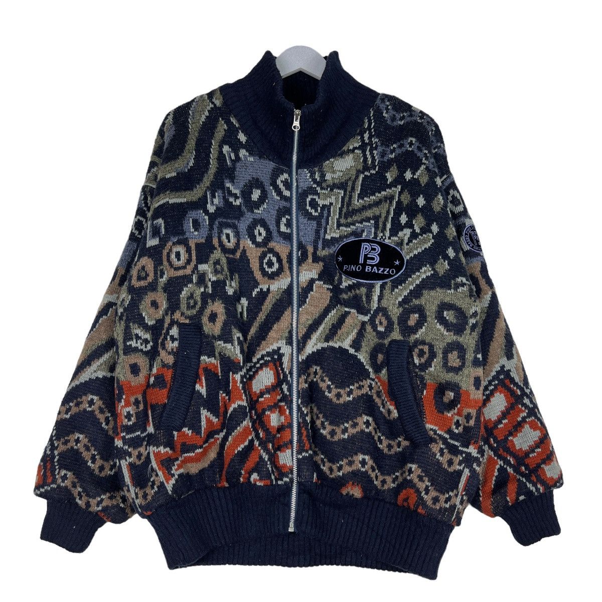 Aran Isles Knitwear 🔥 PINO BAZZO COLOR WAY KNITTED BOMBER JACKET Size US L / EU 52-54 / 3 - 1 Thumbnail
