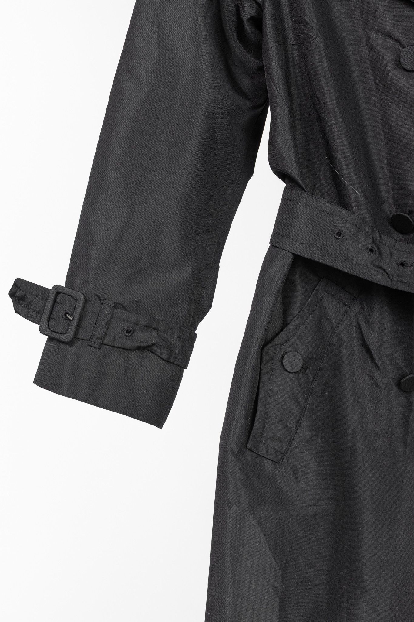 Prada Prada Black Silk-Taffeta Belted Double-Breasted Trench Coat Size S / US 4 / IT 40 - 6 Thumbnail
