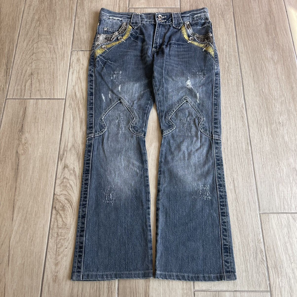 パンツ semanticdesign patterned python denim semanticdesign Semantic Design Python Double Pocket Sword