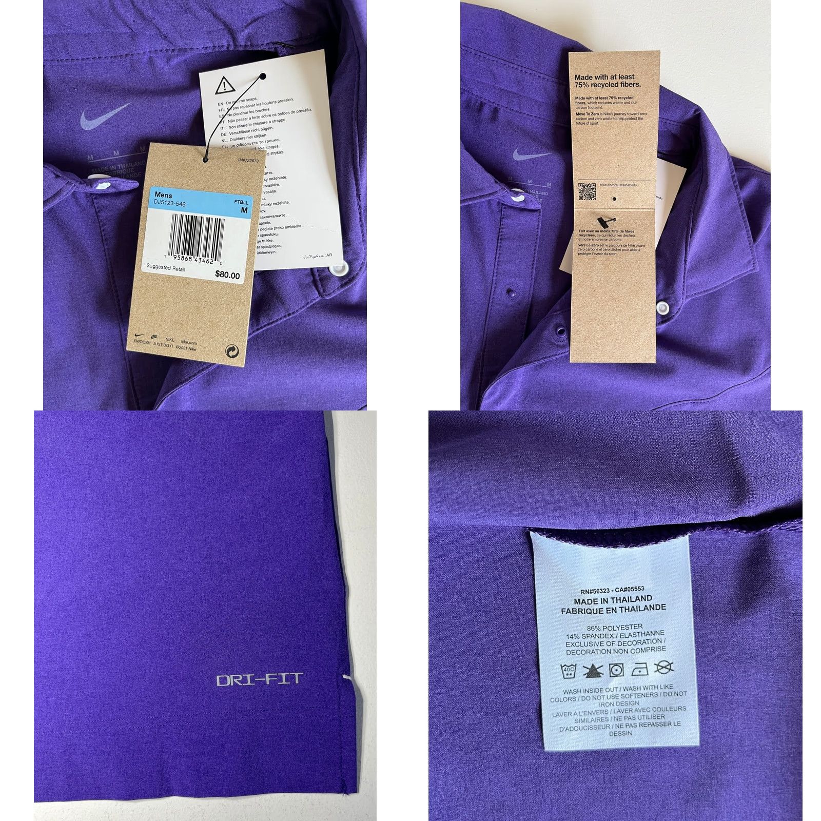 Nike Nike Polo Shirt Dri-Fit Men’s Short Sleeve M Purple Polo NIKE Dri-FIT DJ5123-546 Size US M / EU 48-50 / 2 - 8 Thumbnail