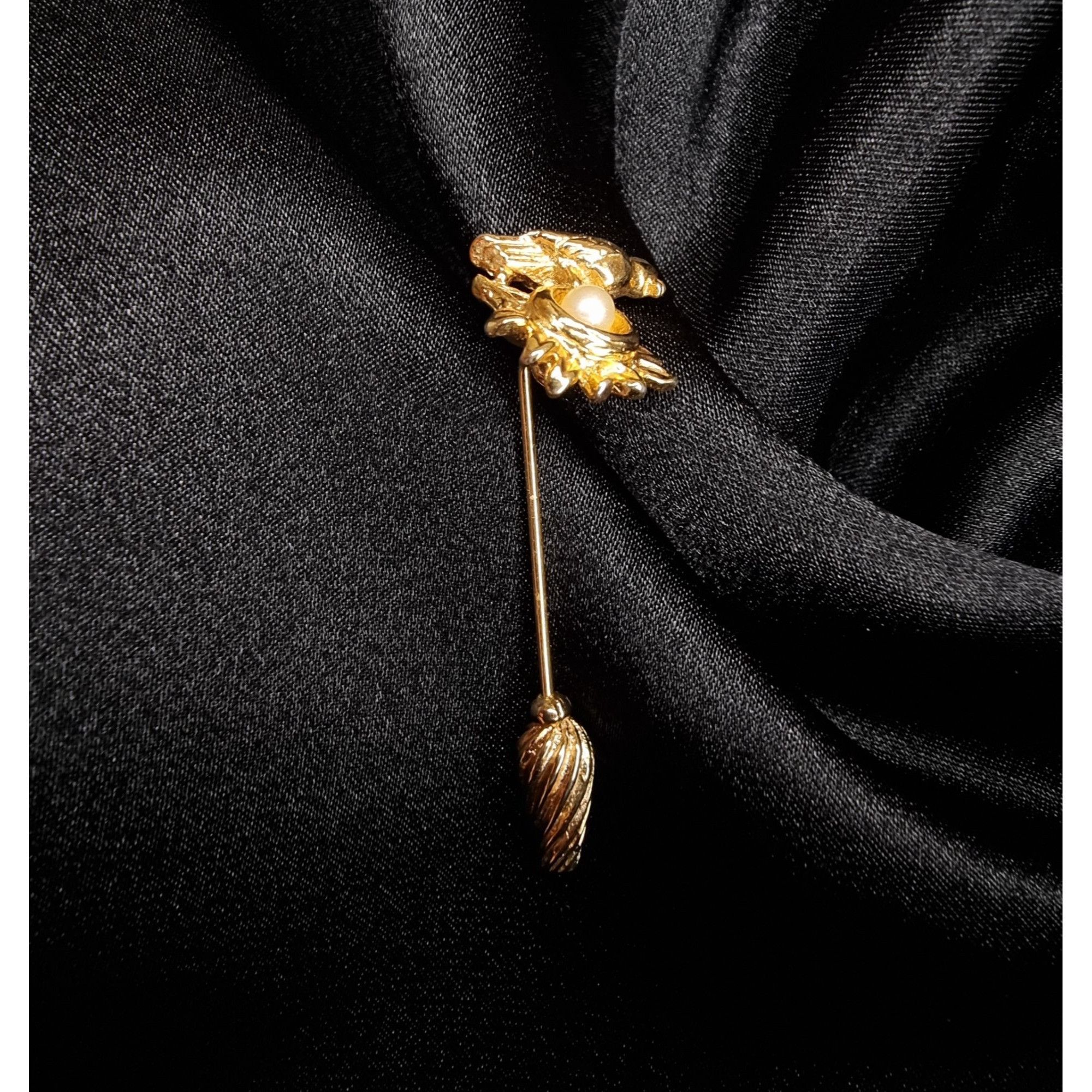 Vintage Vintage Gold-Tone Stick Pin With Bird & Faux Pearl Sunflower Size ONE SIZE - 3 Thumbnail