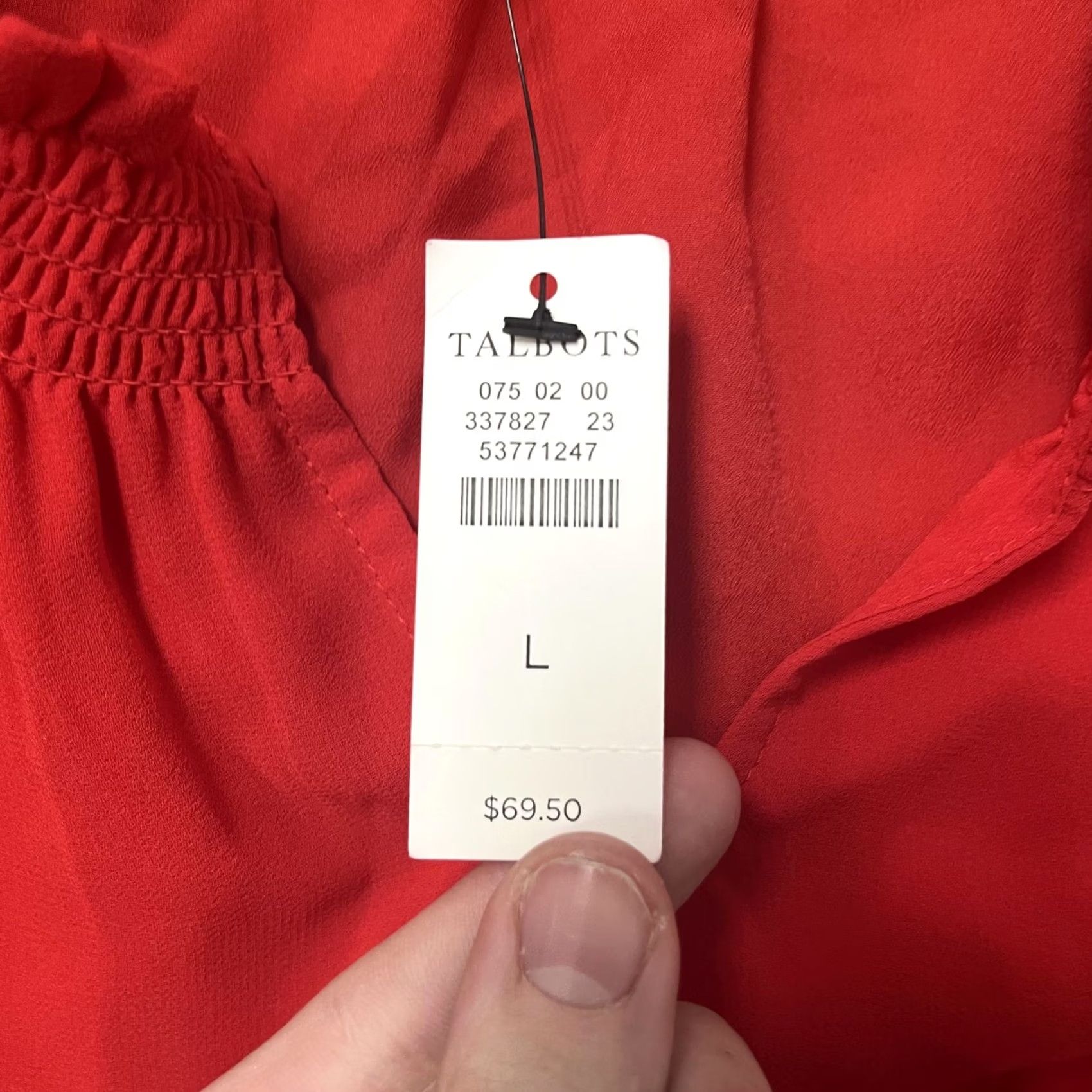 Talbots Talbots Blouse Womens Large Red Off Shoulder Short Sleeve Ruffle Top Size L / US 10 / IT 46 - 3 Thumbnail