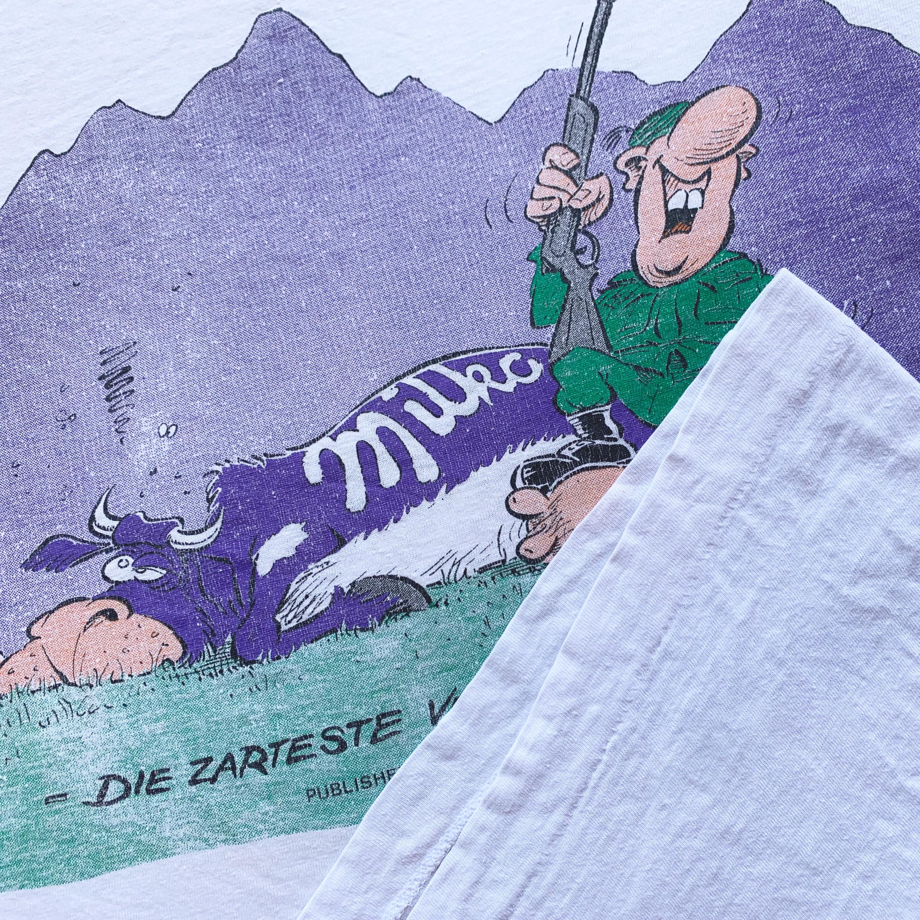 Vintage 90s MILKA T Shirt Chocolate Alfred Himmelweiss Single stitch Size US M / EU 48-50 / 2 - 4 Thumbnail
