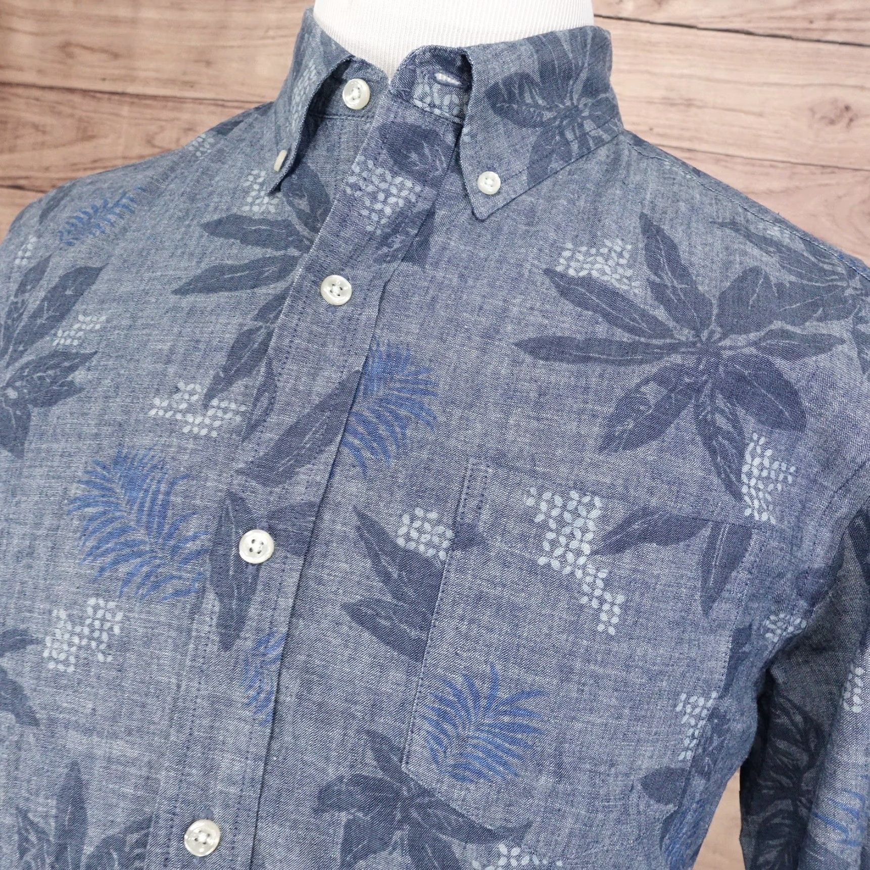 Chaps VINTAGE Chaps Men's Casual Shirt Large Blue Gray Floral Button-Down Long Sleeve Cotton Size US L / EU 52-54 / 3 - 2 Thumbnail