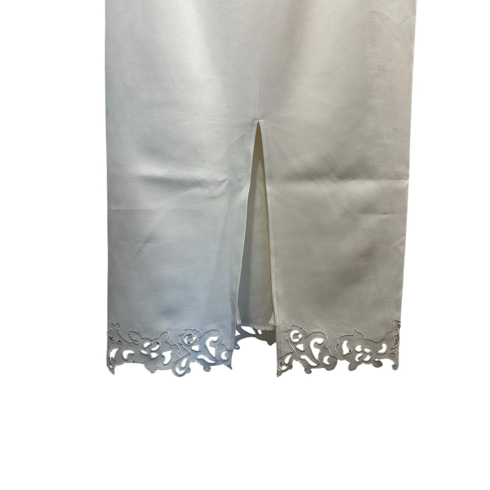 Other Commense Women's White Embroidered Hem Zip Solid Midi Skirt Size 26" / US 2 / IT 38 - 5 Thumbnail