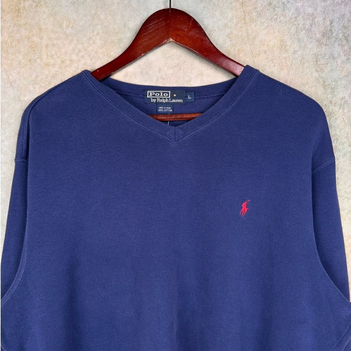 Polo Ralph Lauren × Vintage VTG 90s Polo Ralph Lauren Knit Sweater Sz L Navy Blue Size US L / EU 52-54 / 3 - 4 Thumbnail
