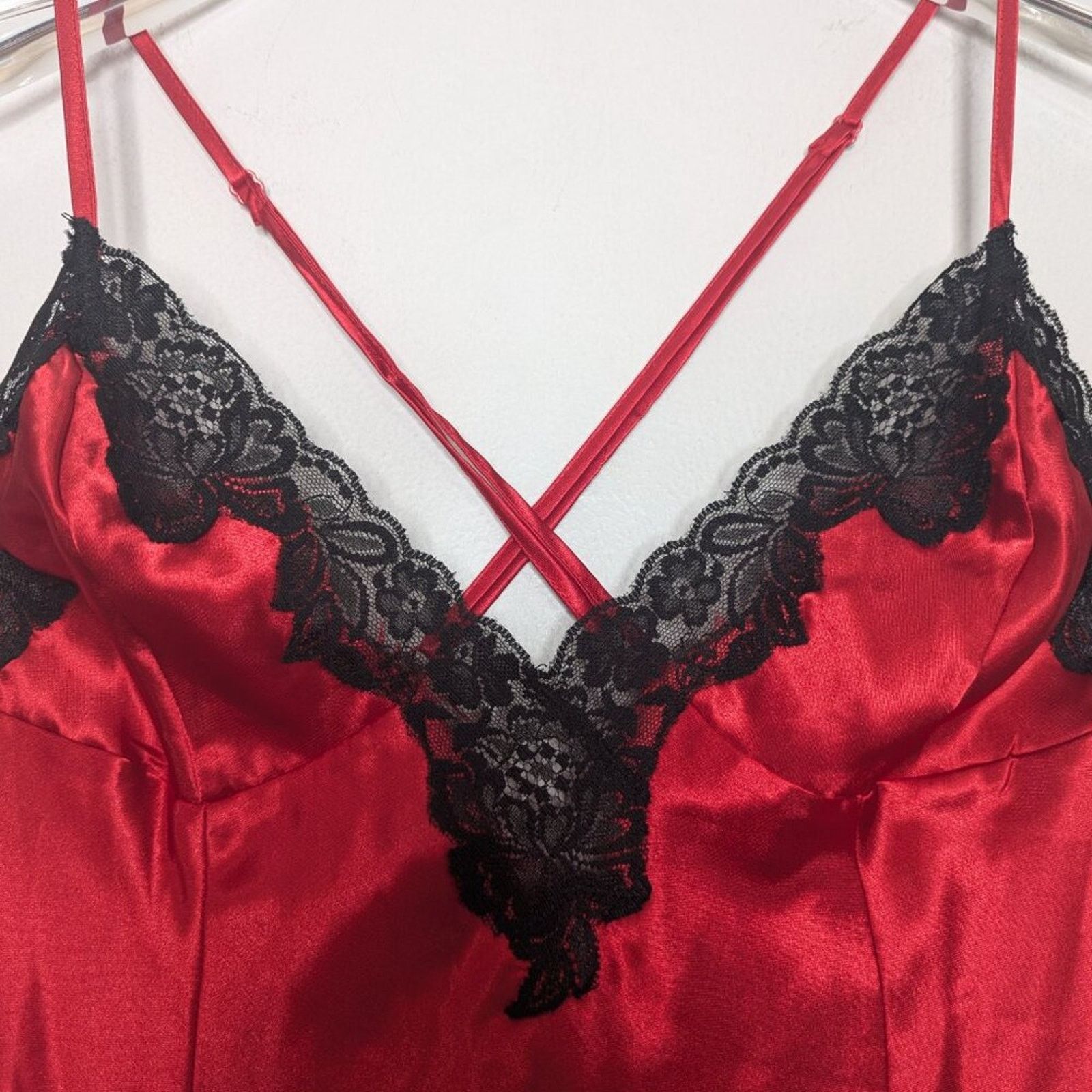 Vintage Frederick's of Hollywood Vintage Red Satin Slip Dress Lace Size L / US 10 / IT 46 - 6 Thumbnail