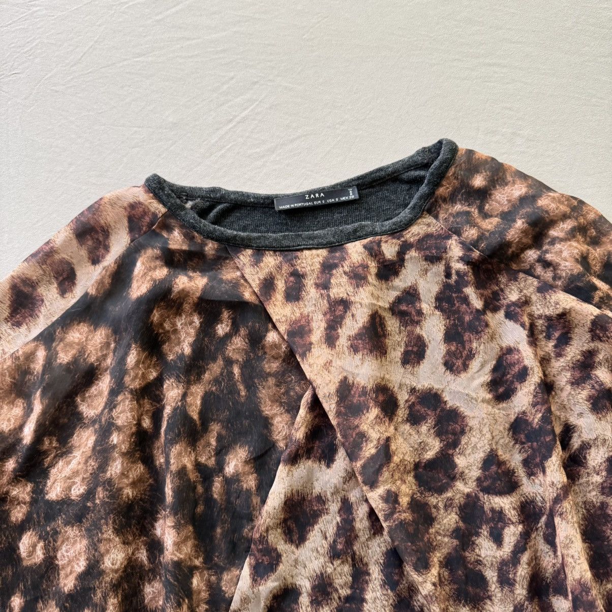 Zara ZARA Leopard Print Flowy Blouse Size S / US 4 / IT 40 - 3 Thumbnail