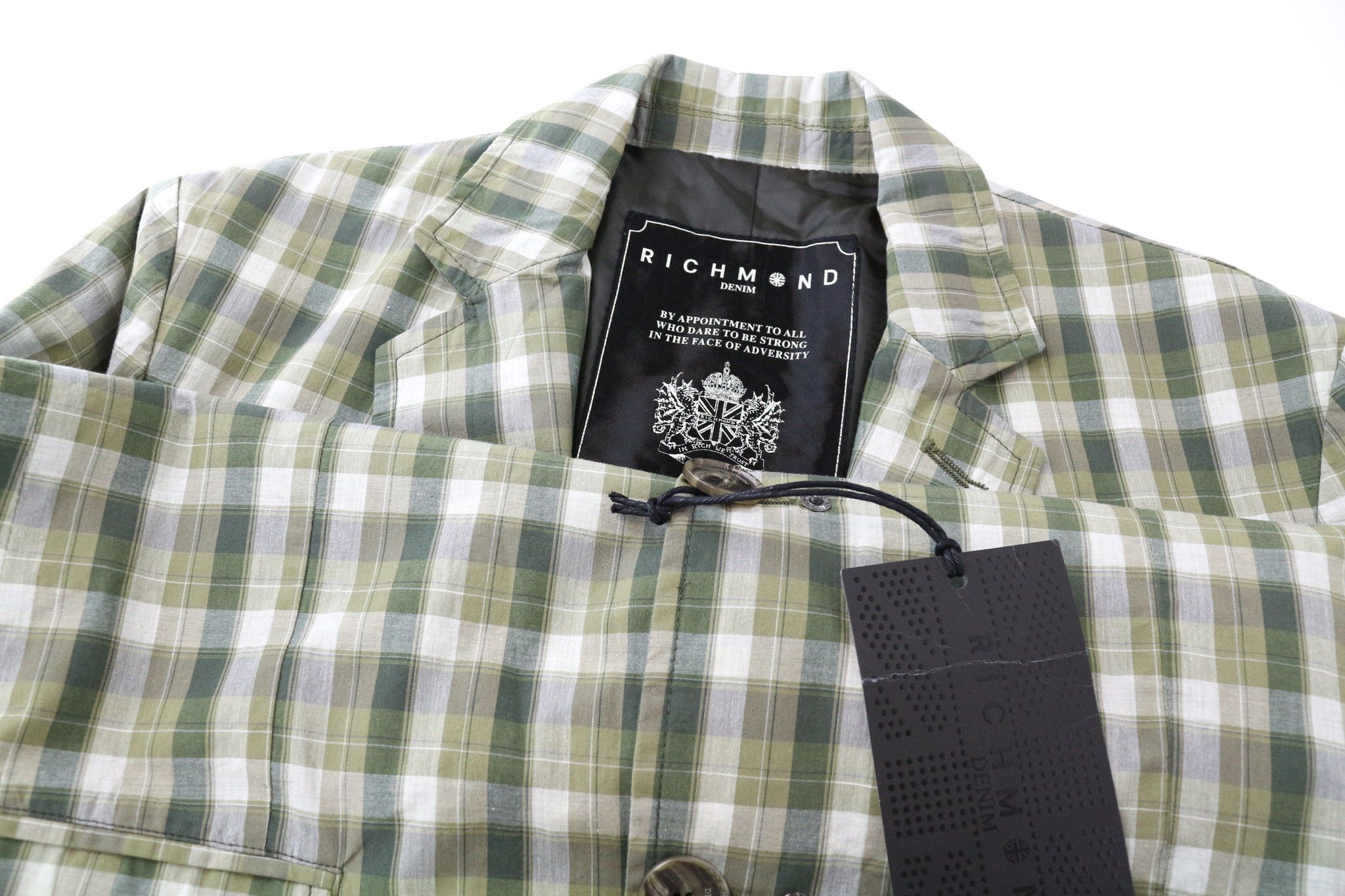 John Richmond 48 Green Cotton Checked Single-Breasted Blazer 74286 Size 38R - 3 Thumbnail