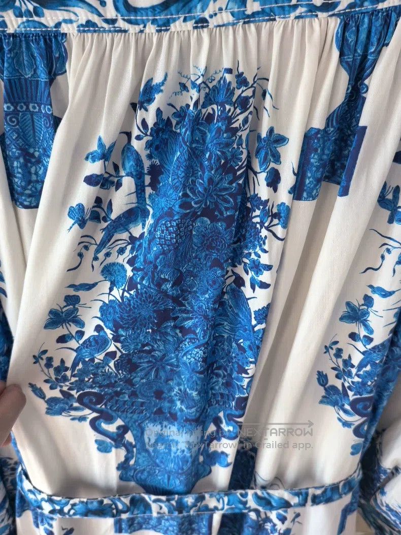 Valentino Valentino Blue and white porcelain dress Size S / US 4 / IT 40 - 5 Thumbnail