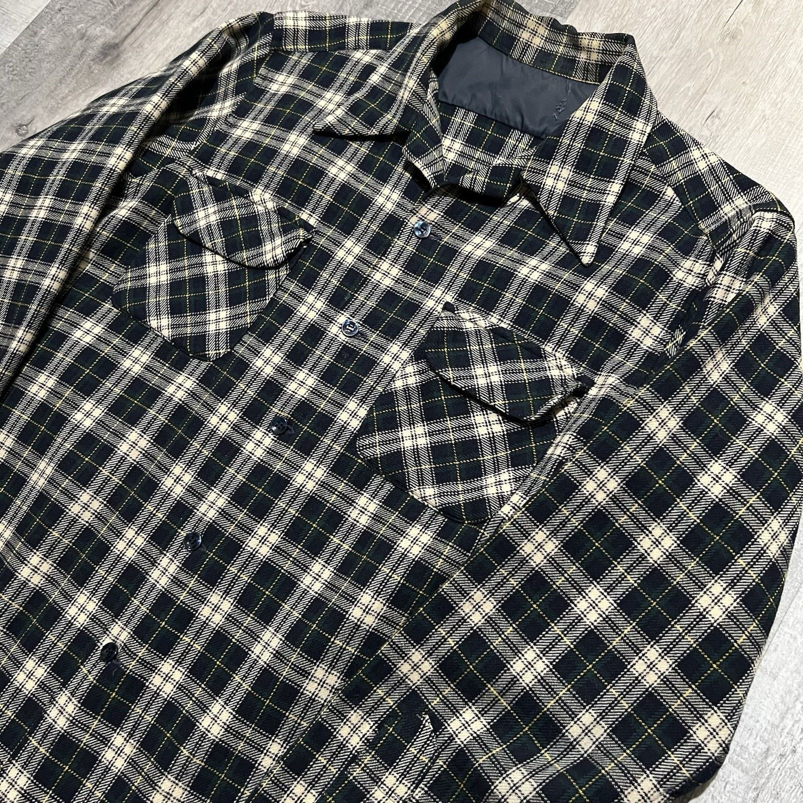 Other VTG 60s Tartan Blackwatch Plaid Loop Collar Flannel Shirt Size US L / EU 52-54 / 3 - 3 Thumbnail