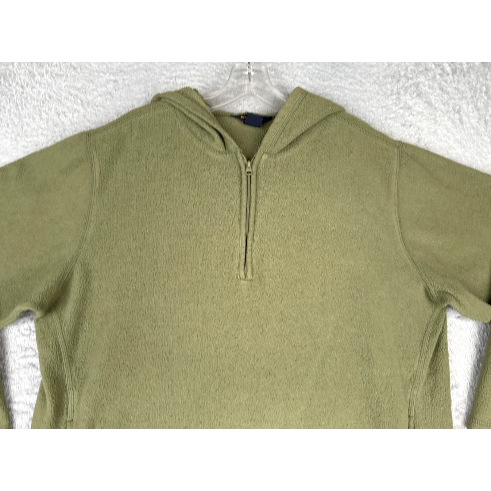 Vintage Woolrich Hoodie Womens Large Green Fleece 1/4 Zip Hooded Pullover Sweatshirt Size L / US 10 / IT 46 - 4 Thumbnail