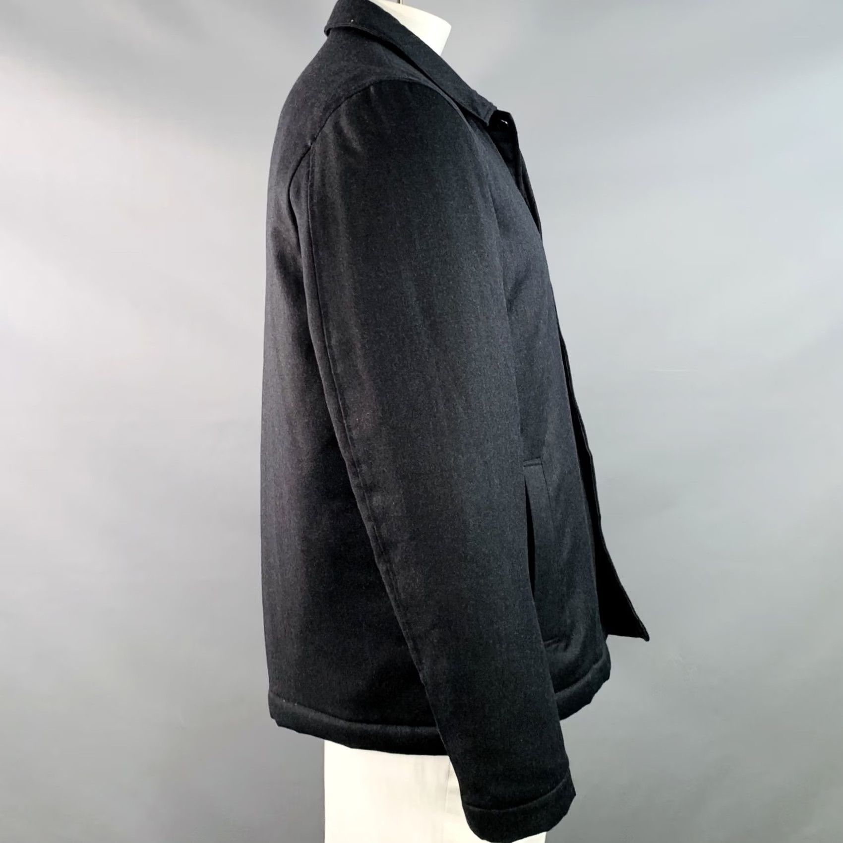 Sunspel SUNSPEL L Grey Charcoal Wool Button Up Coat Men Size US L / EU 52-54 / 3 - 2 Thumbnail