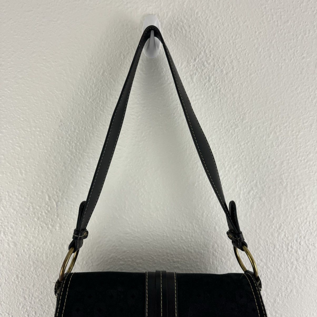 Other LIZ CLAIBORNE 90s Black Faux Leather Fabric Shoulder Bag Size ONE SIZE - 3 Thumbnail