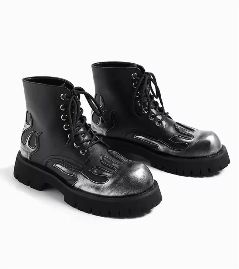 Designer Streetwear Punk Motorcycle Split Leather Boots Size US 10.5 / EU 43-44 - 1 Thumbnail