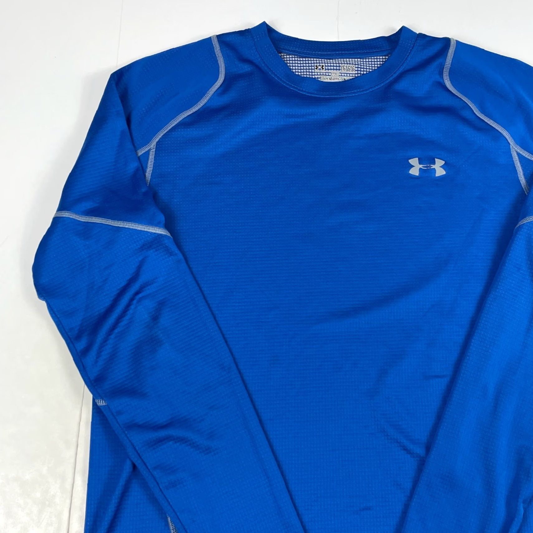 Under Armour Under Armour Shirt Mens Large Blue ColdGear Compression Workout Gym Grid Fleece Size US L / EU 52-54 / 3 - 2 Thumbnail