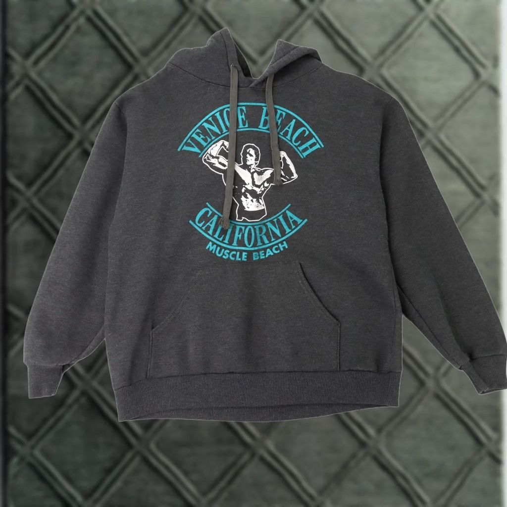 Vintage VINTAGE Arnold Schwarzenegger Muscle Beach Venice California Sz S Hoodie Sweatshirt Gray Size US S / EU 44-46 / 1 - 1 Thumbnail