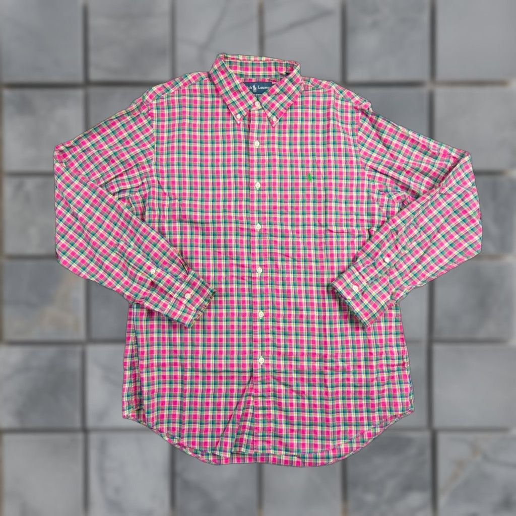 Ralph Lauren Ralph Lauren Shirt Mens Large Pink Plaid Button-Up Long Sleeve Preppy All Seasons Casual Dressy N/A Mens Size US L / EU 52-54 / 3 - 1 Thumbnail