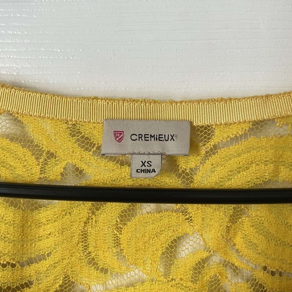Cremieux Cremieux Women’s Mustard Yellow Lace Top – Size XS Size XS / US 0-2 / IT 36-38 - 3 Thumbnail