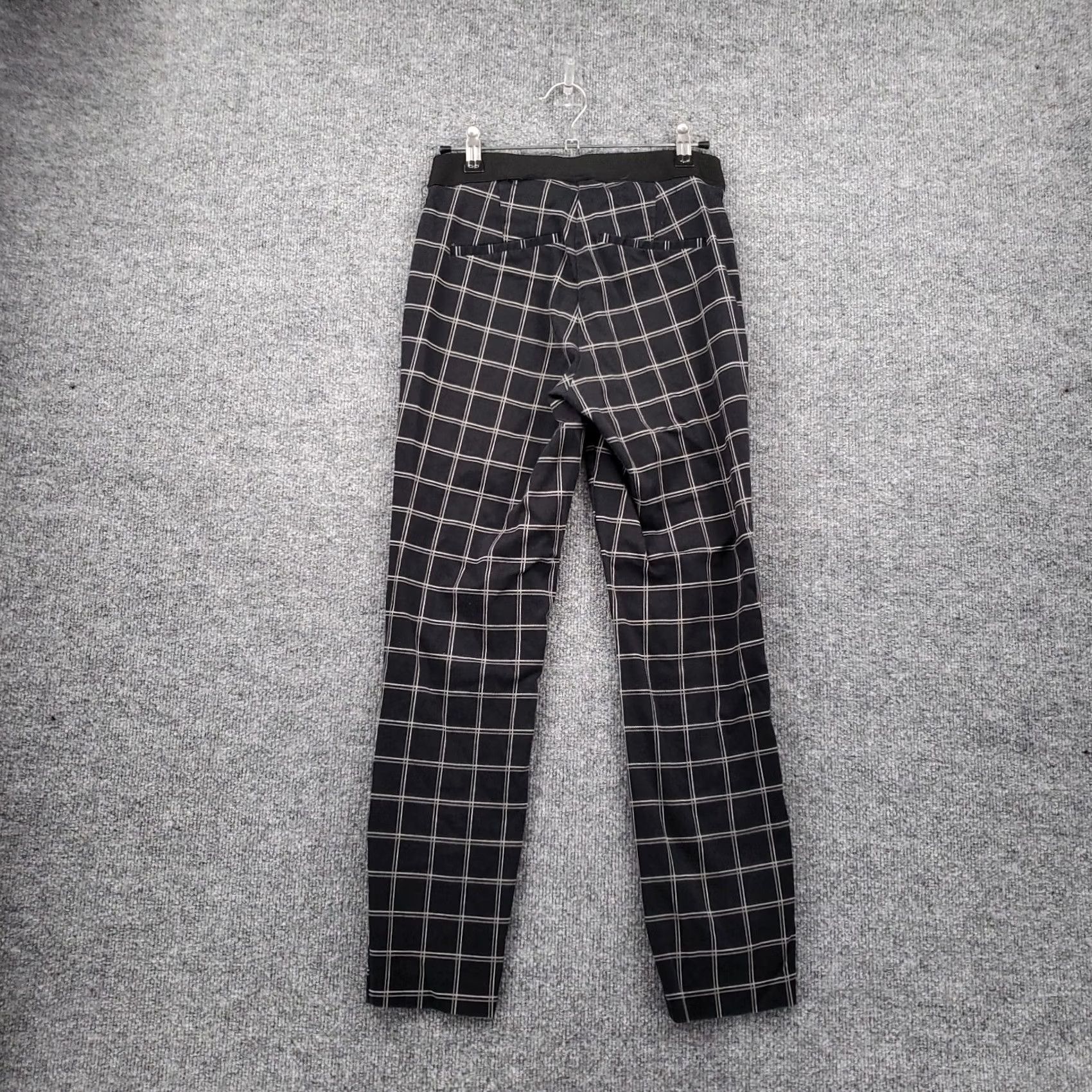 H&M H&M Pants Womens Black Cropped Skinny Check Flat Front Cotton Blend Size 2 Size 26" / US 2 / IT 38 - 2 Thumbnail