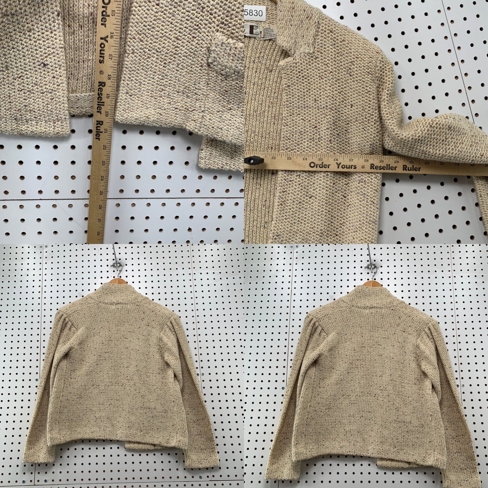 Vintage VINTAGE P.G.E Wool Cardigan Sweater Womens Medium Beige Knit Open Pockets Size M / US 6-8 / IT 42-44 - 8 Thumbnail