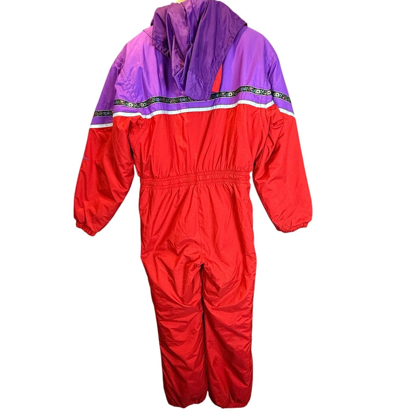 Obermeyer VTG 80s Obermeyer Snowsuit Women Girls Red Purple Ski Bib Size ONE SIZE - 3 Thumbnail