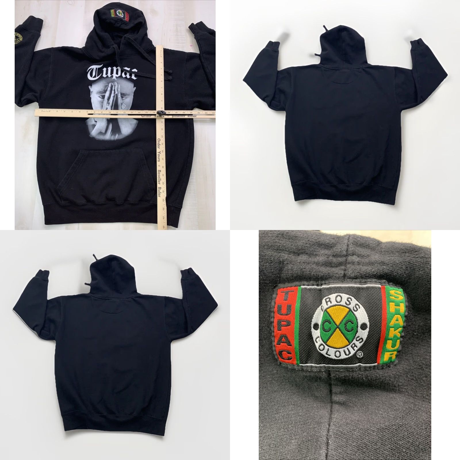 Vintage VINTAGE Cross Colours Tupac Graphic Hoodie Medium Black 90s Y2K Pullover Hooded With Pockets Mens Size US M / EU 48-50 / 2 - 8 Thumbnail