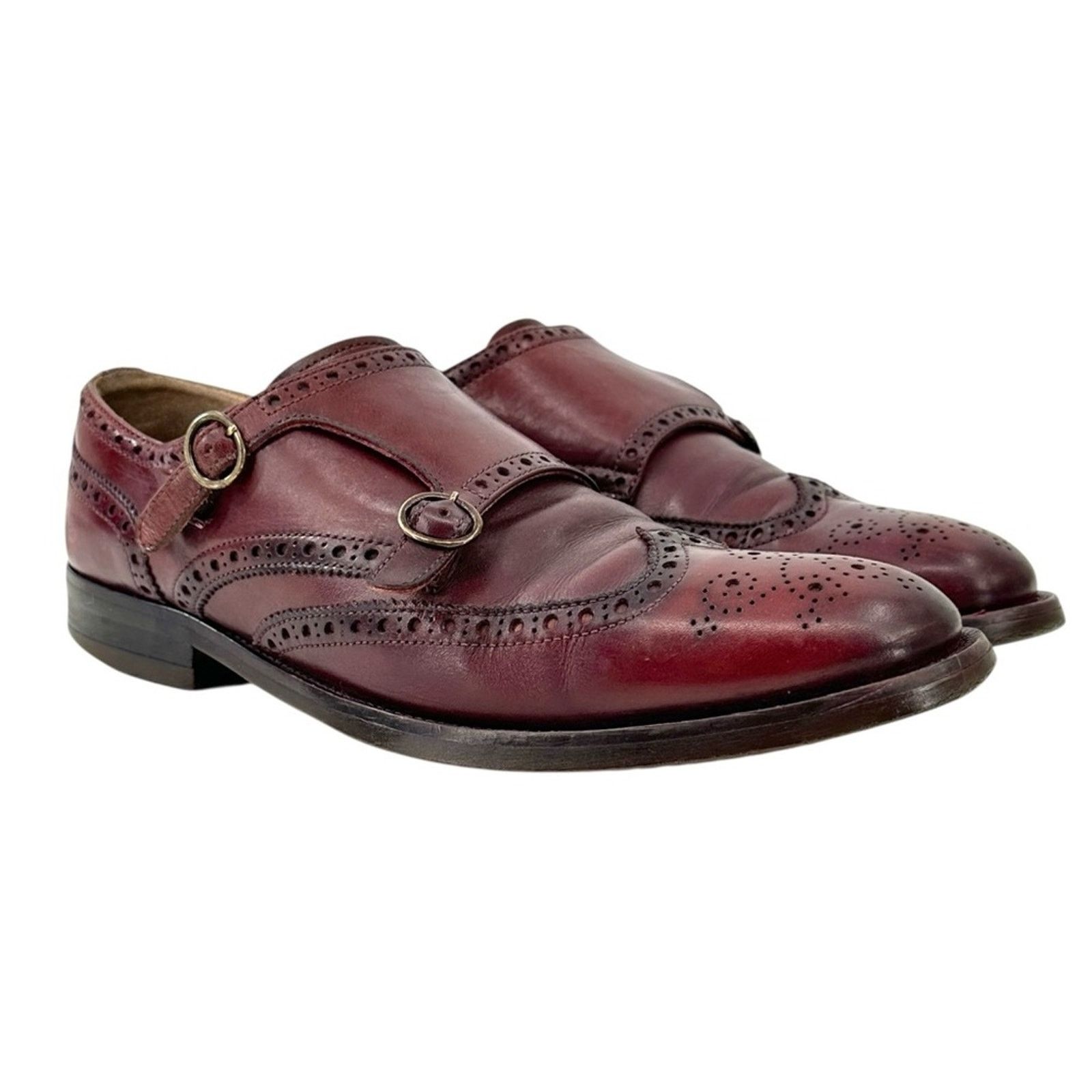Velasca Burgundy Brown Monk Strap Leather Shoes Loafers Size US 9.5 / EU 42-43 - 1 Thumbnail