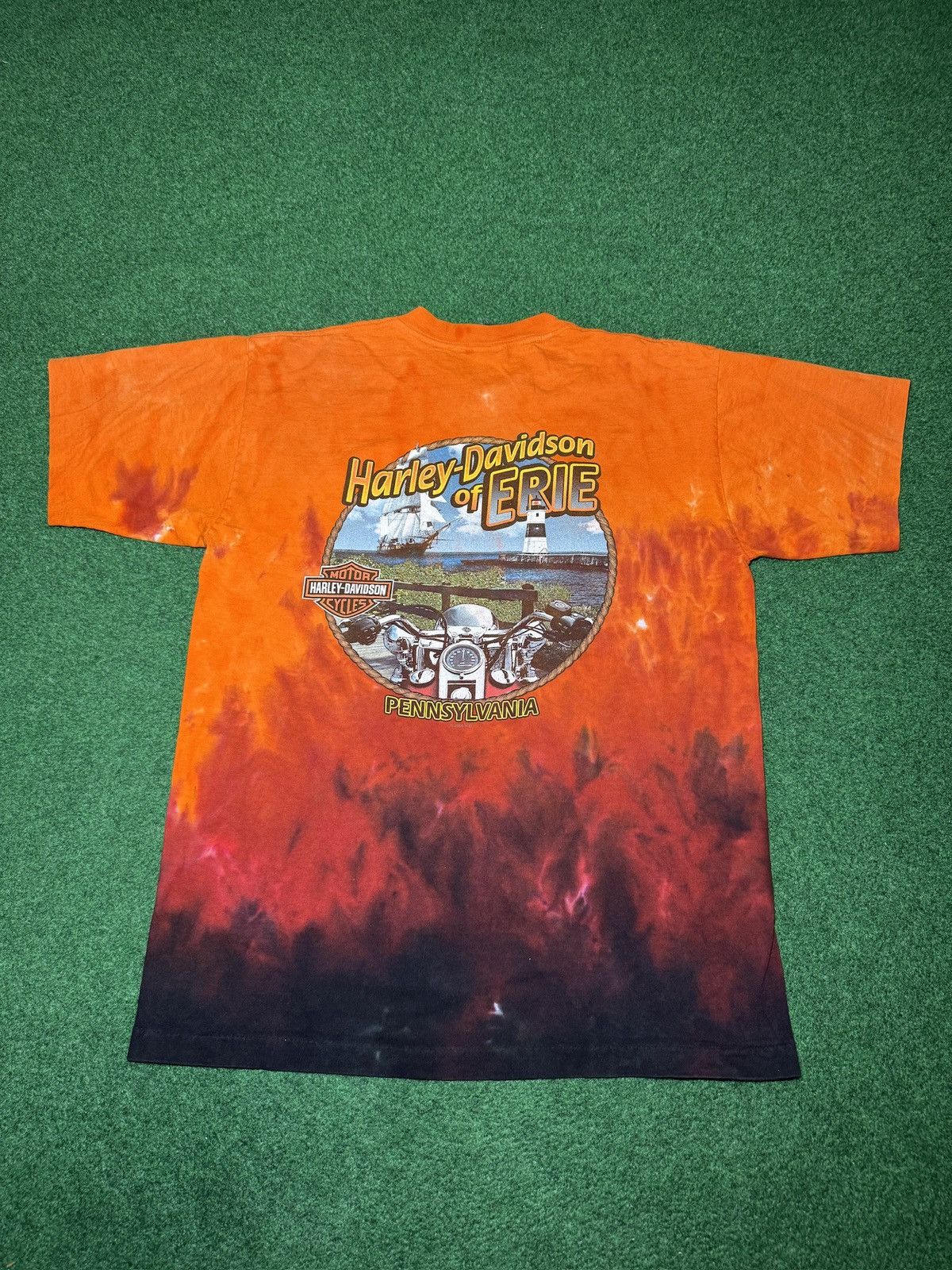 Harley Davidson Y2K Harley Davidson Tie Dye Flame Grunge Biker T Shirt Size US L / EU 52-54 / 3 - 4 Thumbnail