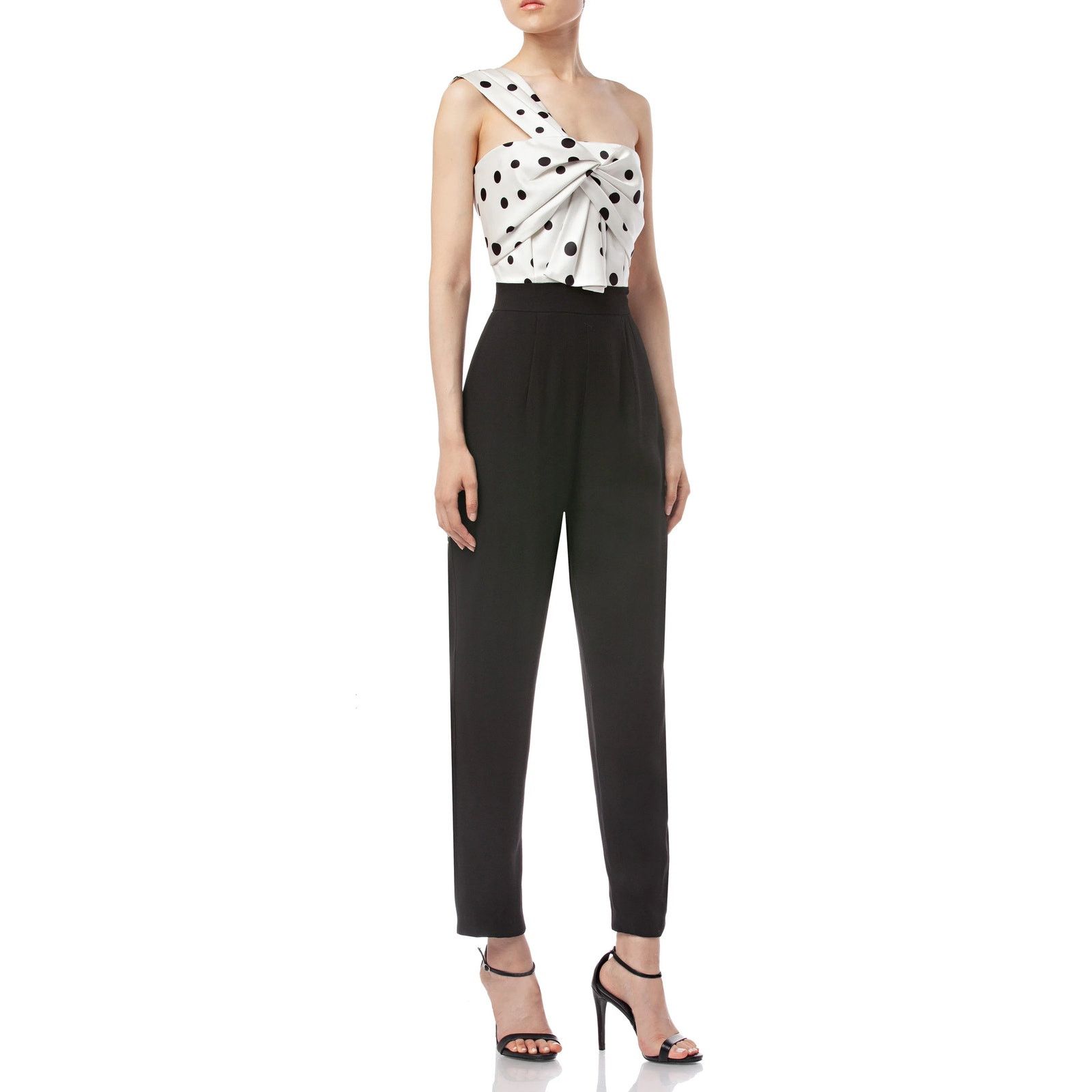 Amur Amur Georgia Jumpsuit satin white polka dot and black bottom Size 27" / US 4 / IT 40 - 1 Thumbnail