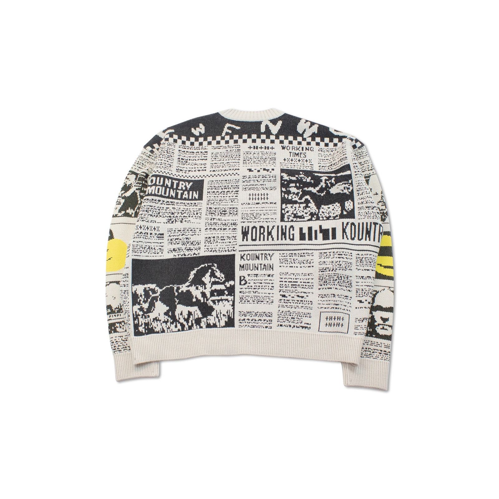 Kapital Kapital 8G Knit Newspaper Pattern Crew Sweater Kountry News Size US L / EU 52-54 / 3 - 7 Thumbnail