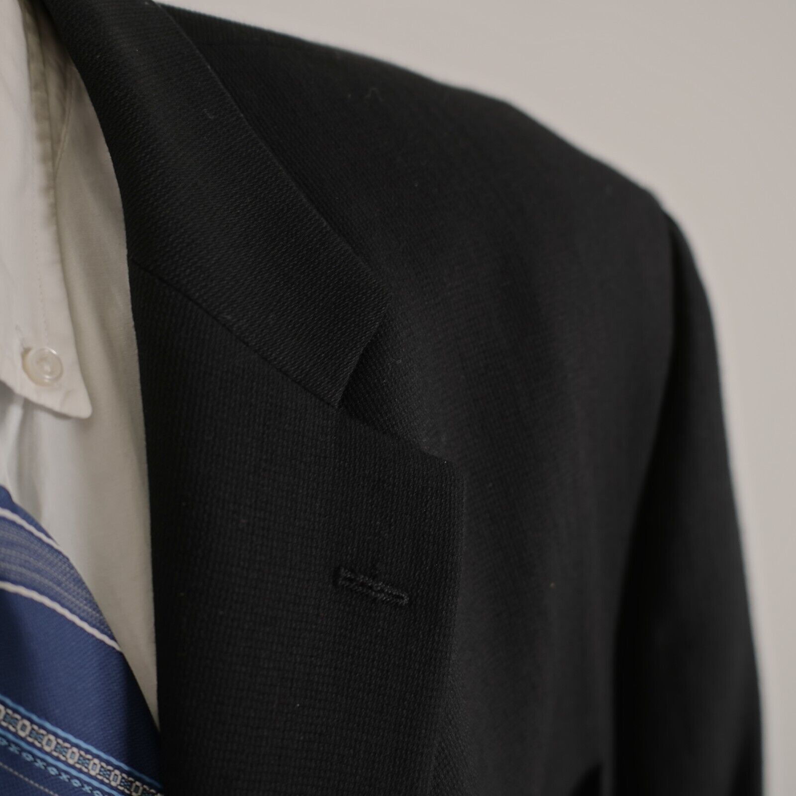Pronto Uomo Pronto Uomo Thick Textured Worsted Wool Black 3 Gold Button Size 48L - 2 Thumbnail