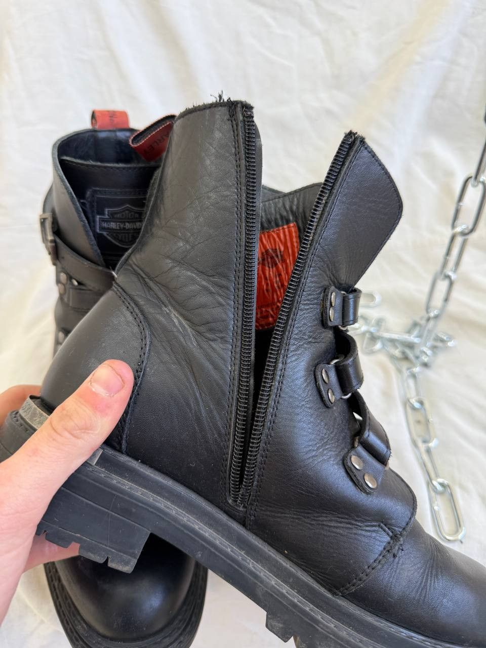 Harley Davidson Vintage 90s Harley-Davidson Ankle-Zip Leather Boots Y2K Size US 6 / EU 39 - 16 Thumbnail